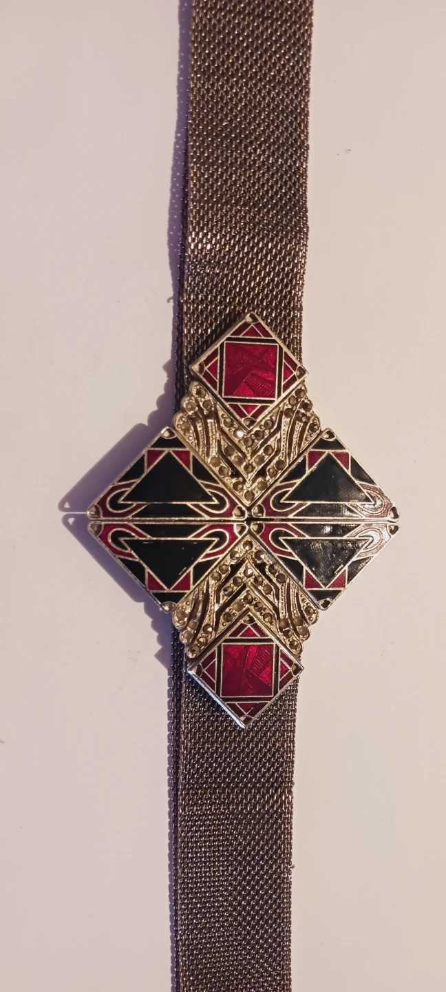 Art Deco Sandor Designer Signed Enamel Mesh Belt - photo 3