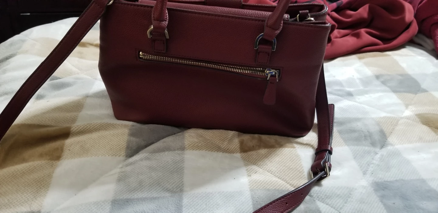 Guess Burgundy Satchel Handbag with Lock Detail - photo 2