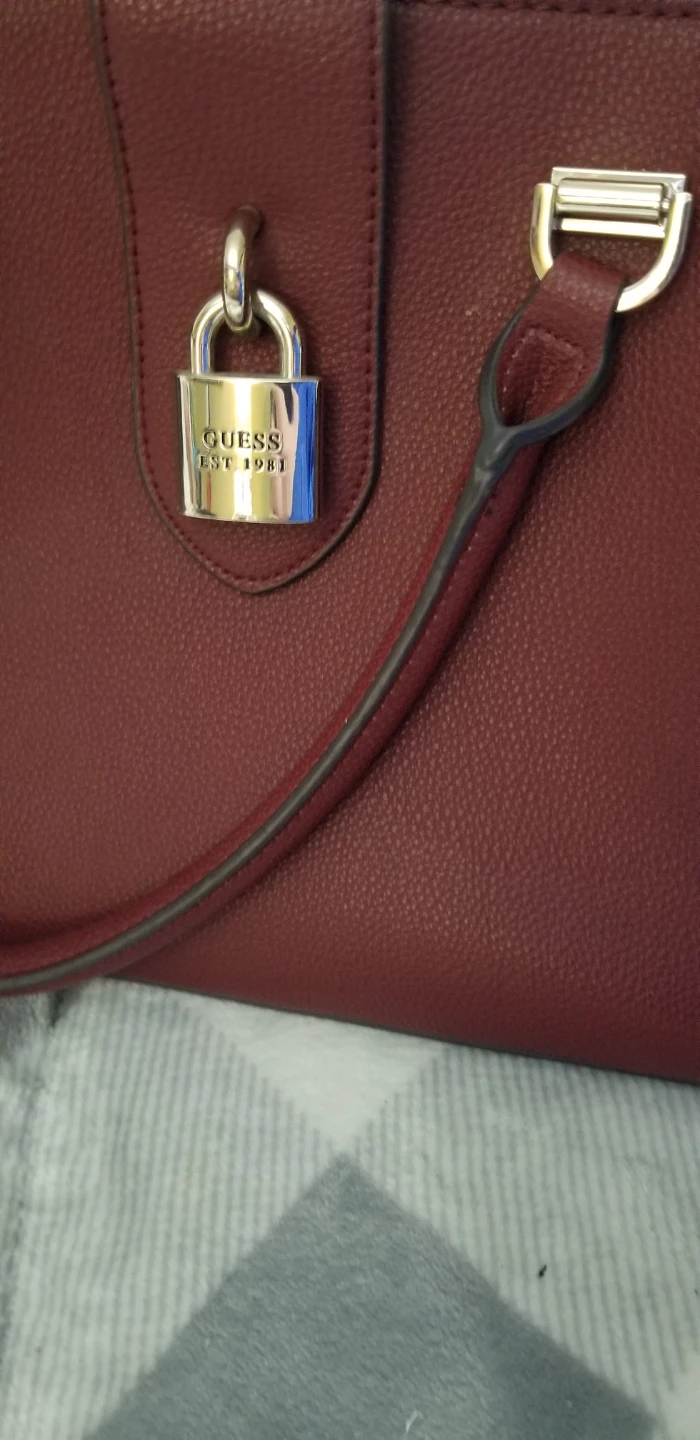 Guess Burgundy Satchel Handbag with Lock Detail - photo 4