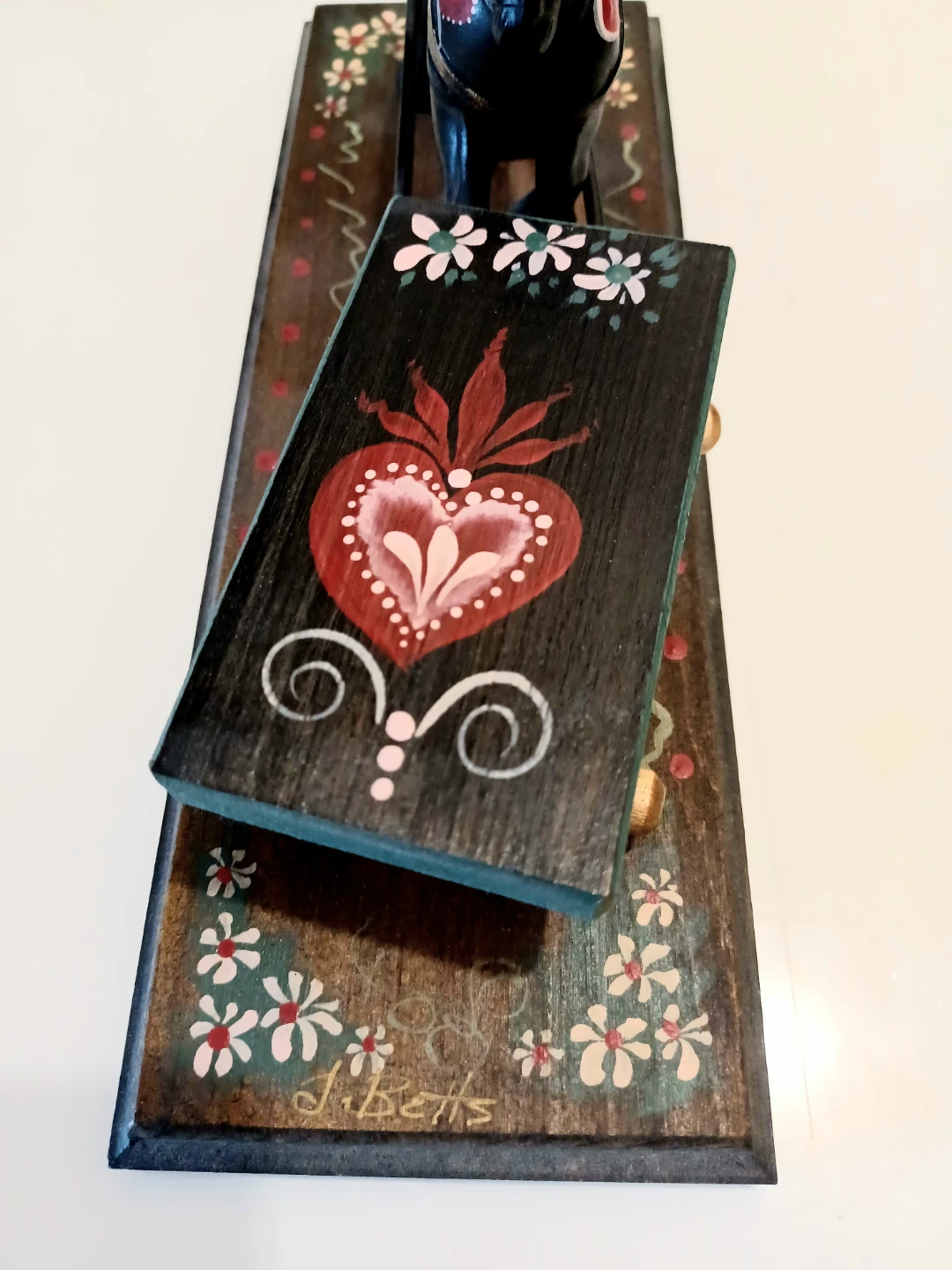 Unique Signed Artist Hand Crafted Wooden Horse Cart Sculpture - photo 5
