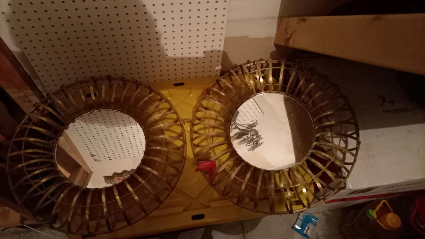 Set of 2 Round Gold Sunburst Mirrors
