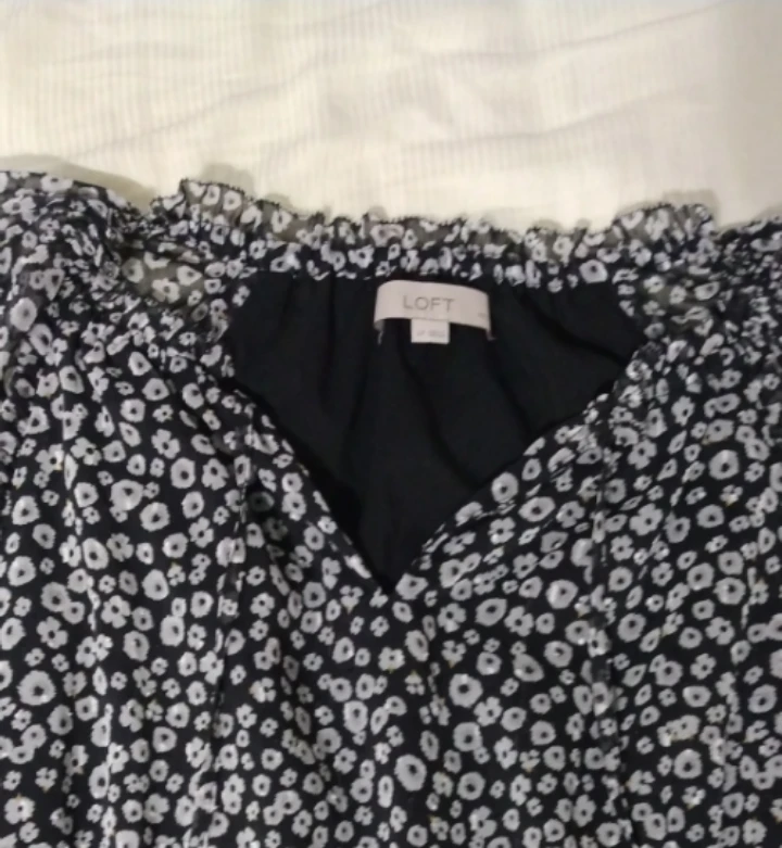 LOFT Black & White Floral Print Dress - photo 2