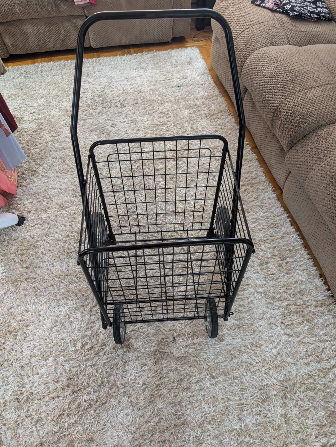 Black Wire Shopping Cart with Wheels