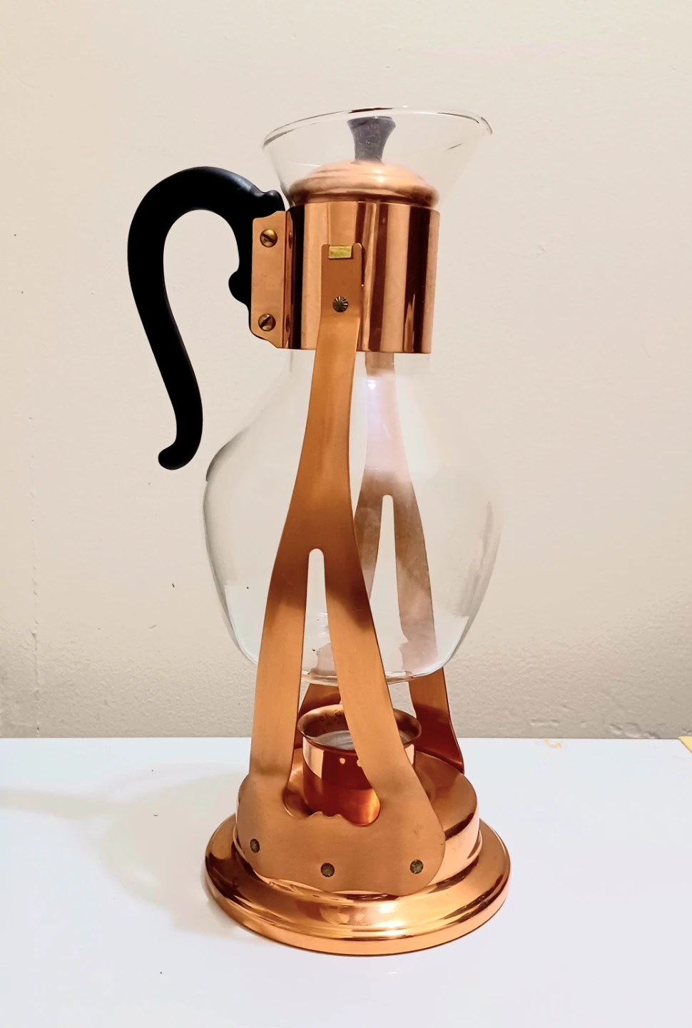Vtg Coppercraft Glass Coffee Tilting Carafe