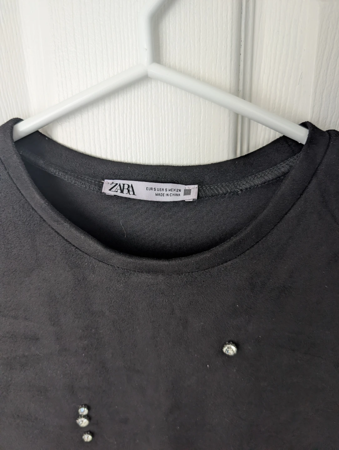 ZARA Black Suede Dress with Rhinestone Embellishments - Size S - photo 2