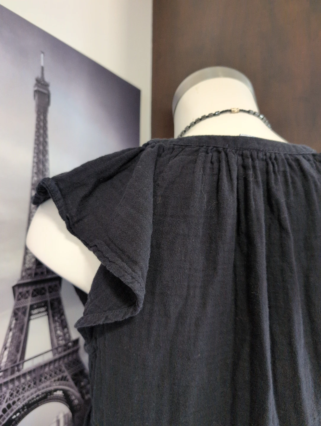 Black Gauze Mini Dress with Pockets - photo 4