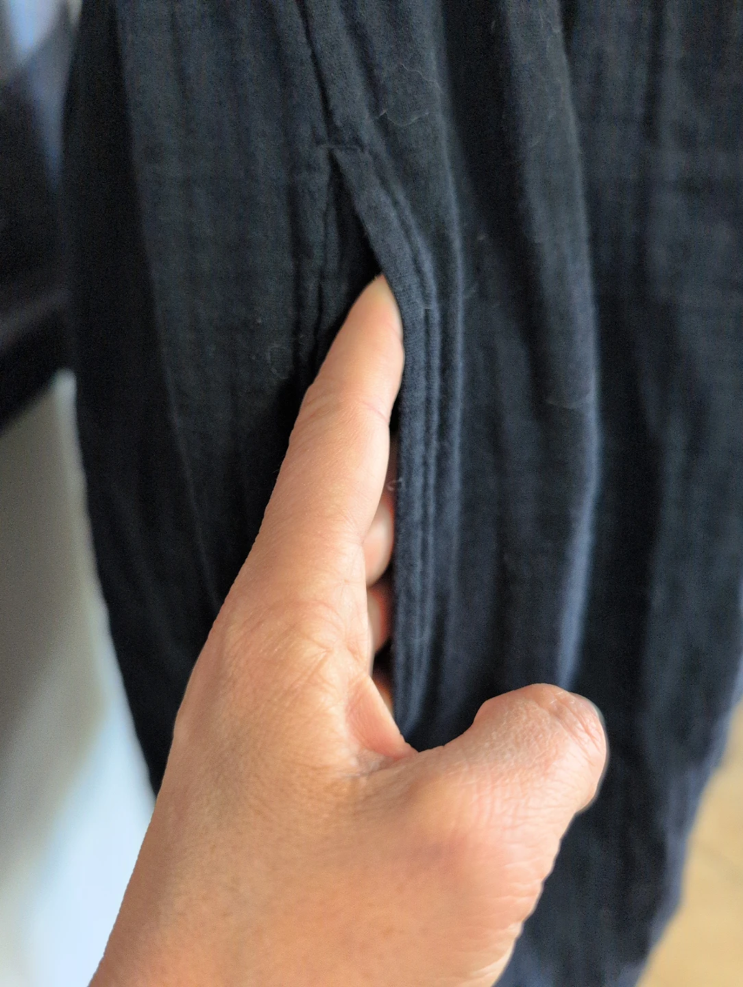 Black Gauze Mini Dress with Pockets - photo 5