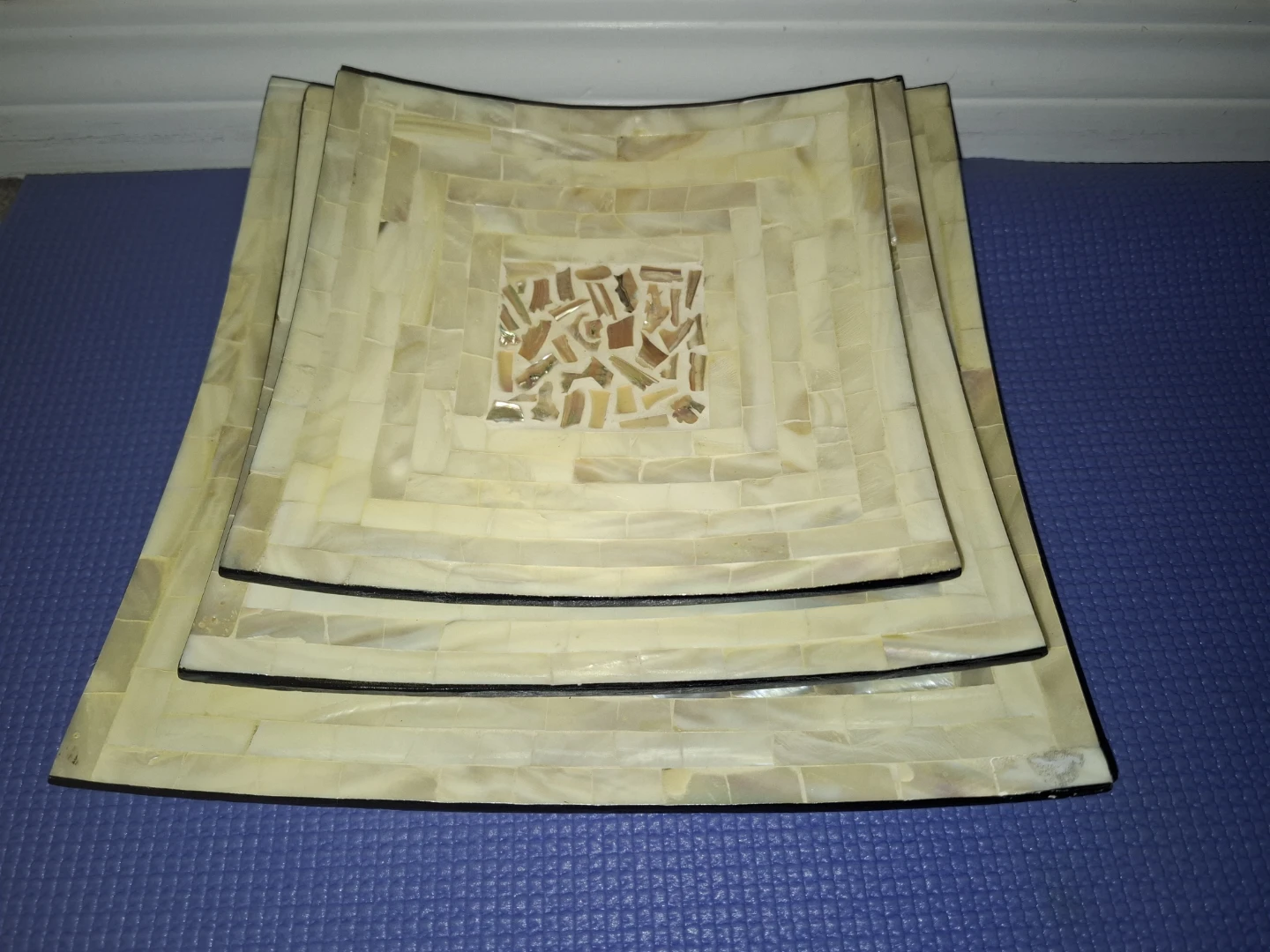 Decorative Square Trays with Mosaic Inlay