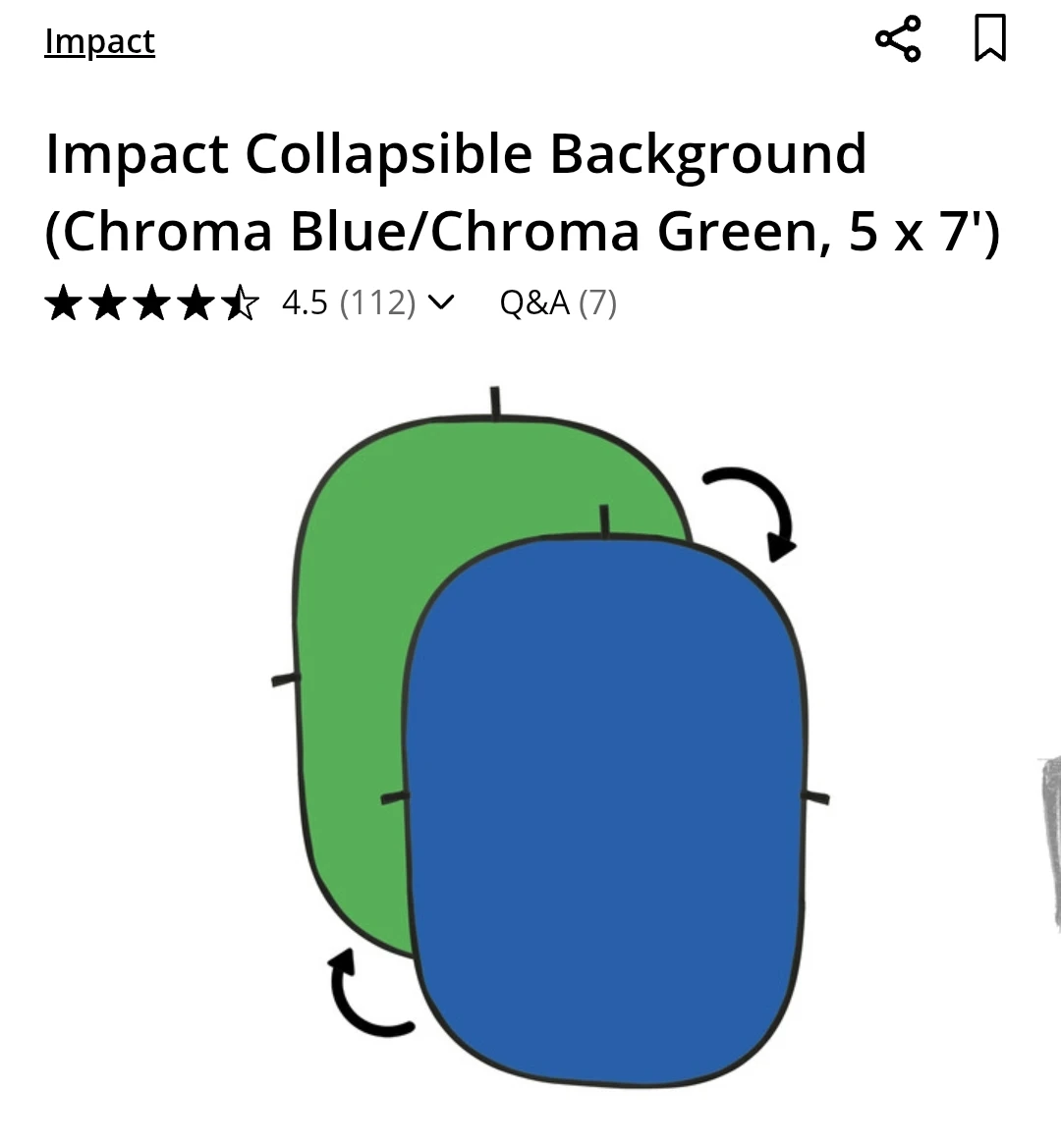 Impact Collapsible Background - Chroma Blue/Green, 5 x 7'