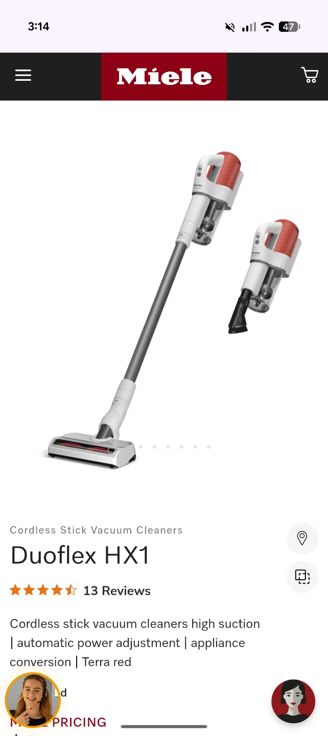 Miele Duoflex HX1 Cordless Stick Vacuum Cleaner - Terra Red