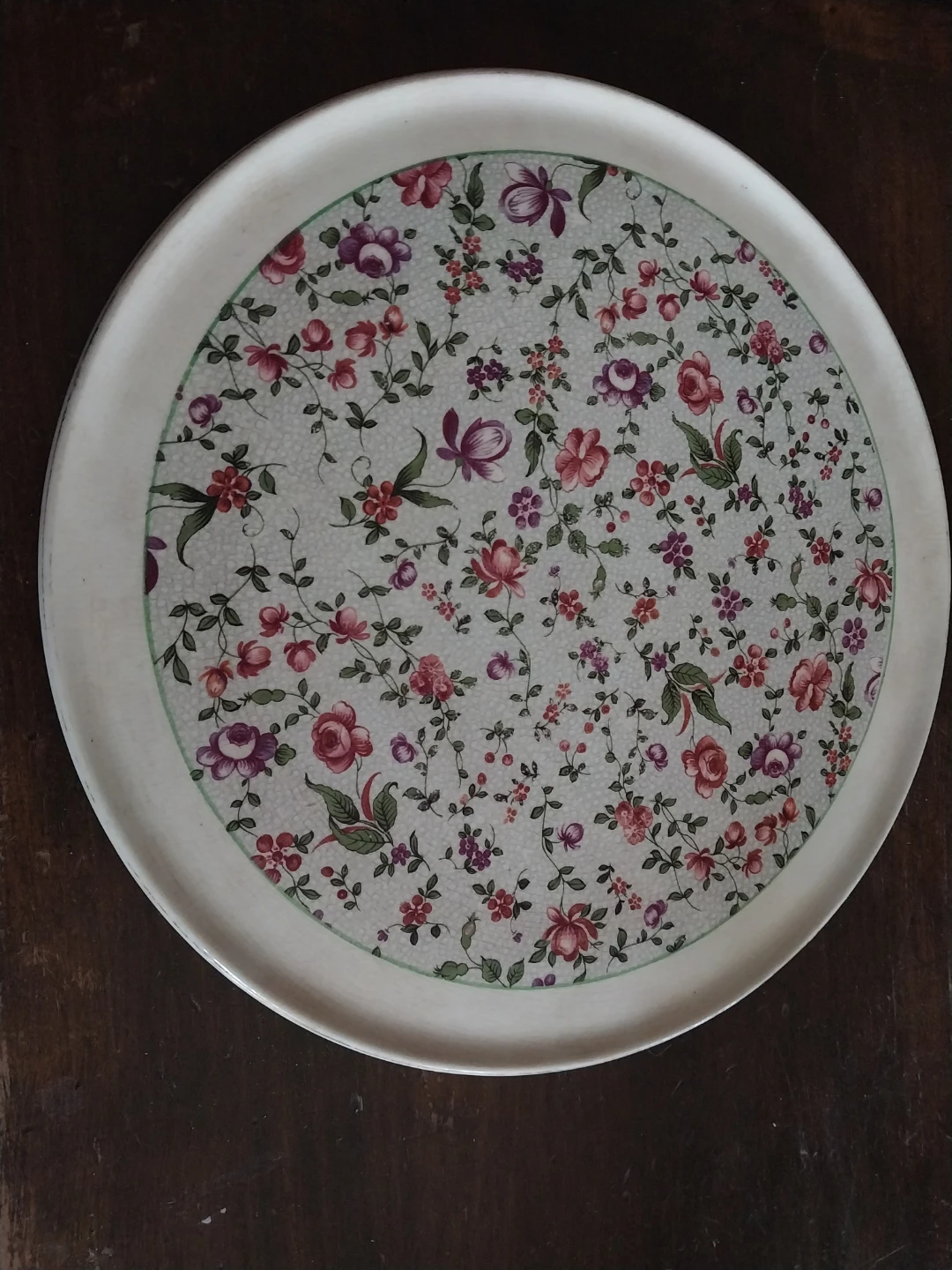 Round Serving Platter Floral Design