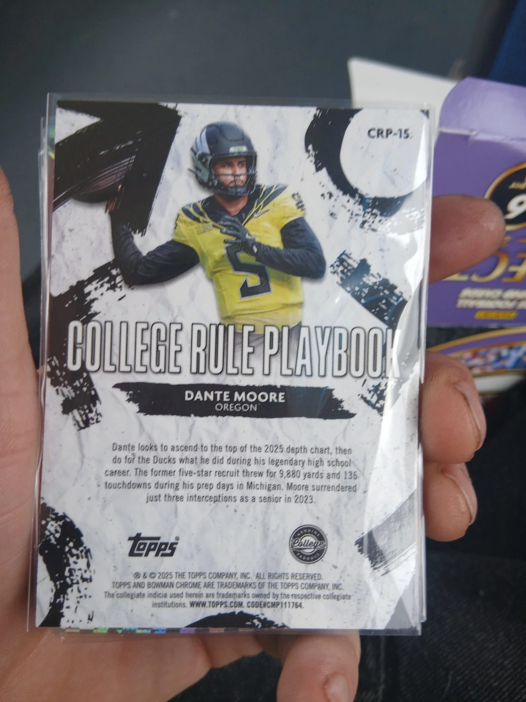 2025 Topps Bowman Chrome College Rule Playbook Dante Moore Card