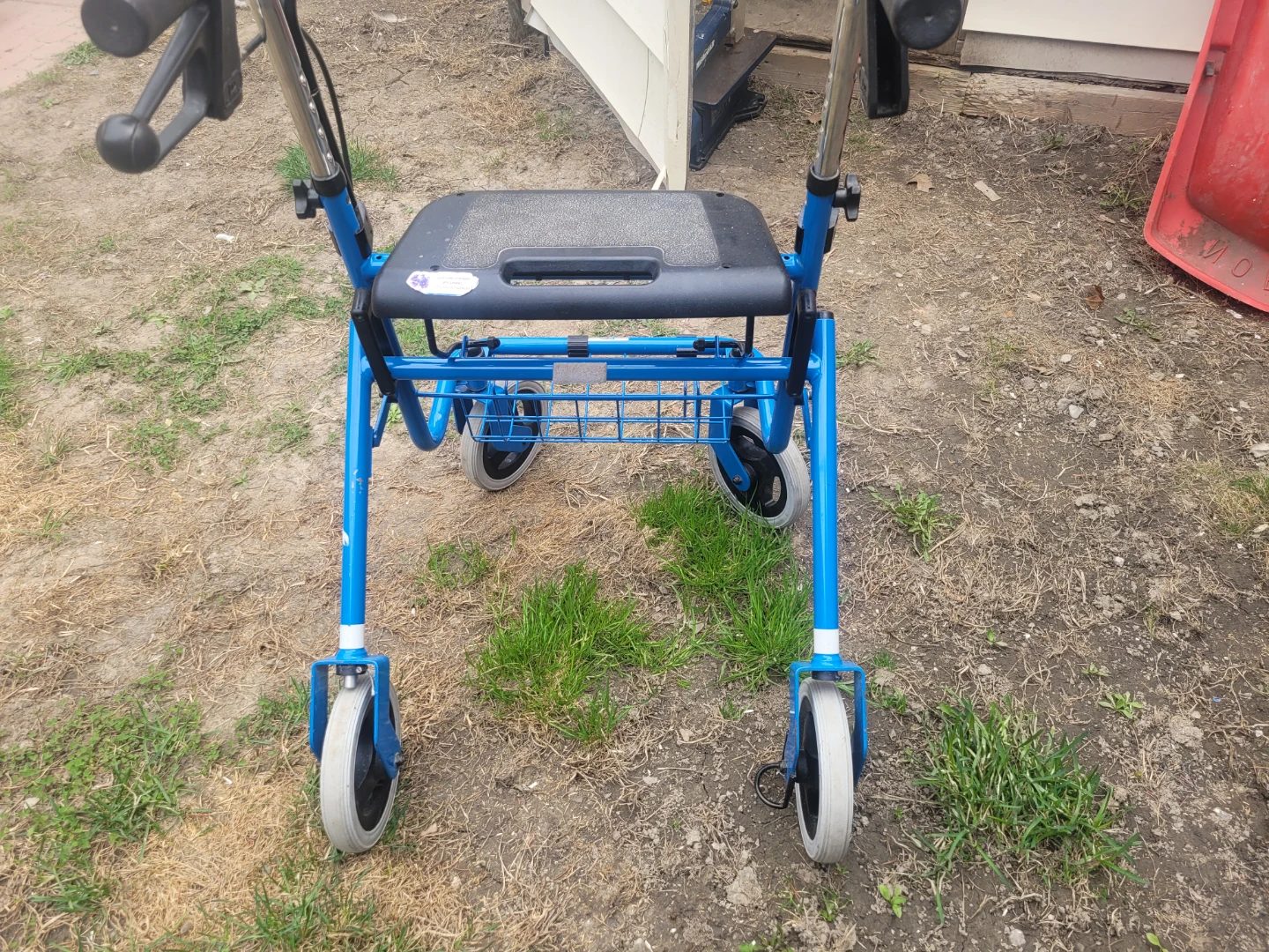Blue Rollator 4 Wheel Walker Seat Basket - photo 3