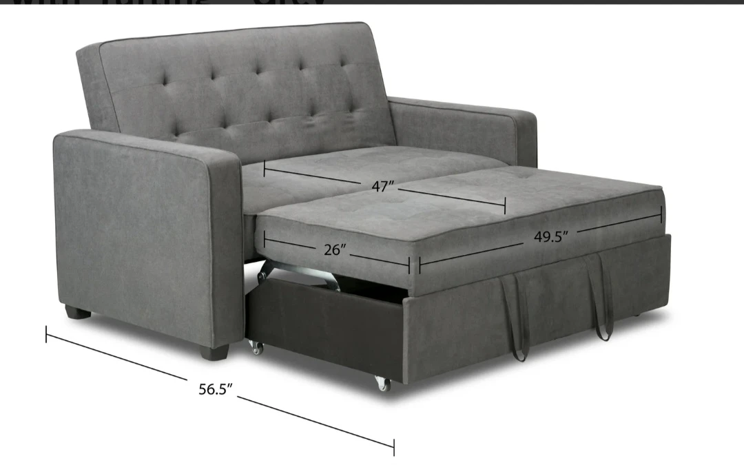 Grey Tufted Sofa Bed with Storage - photo 5