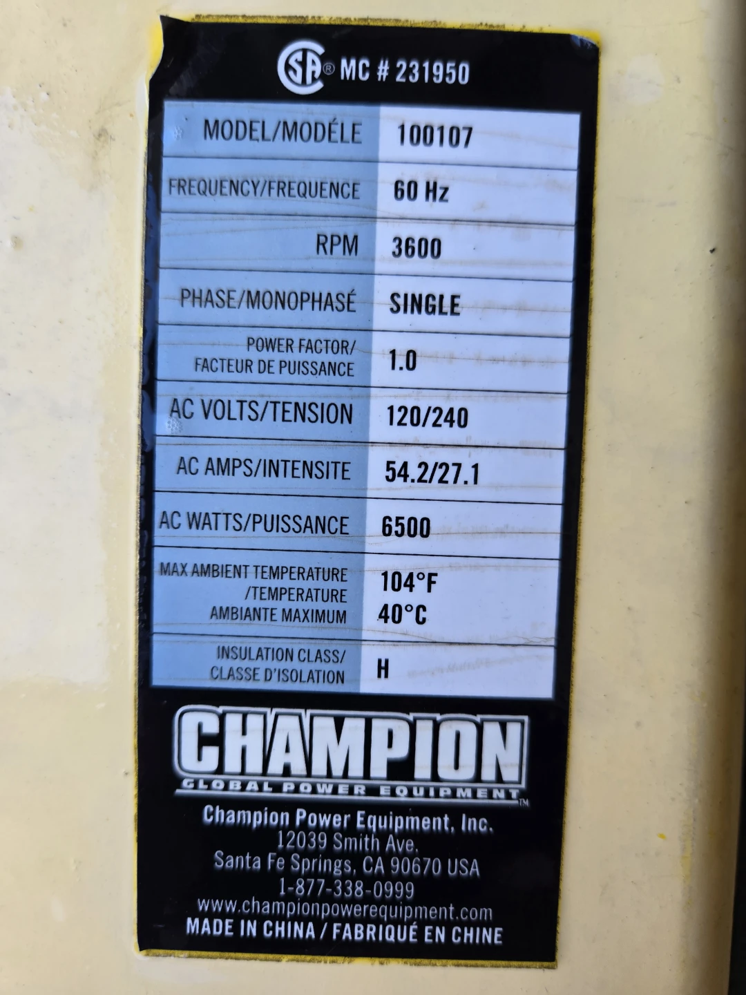 Champion 100107 Generator - 7800 Starting Watts - photo 3