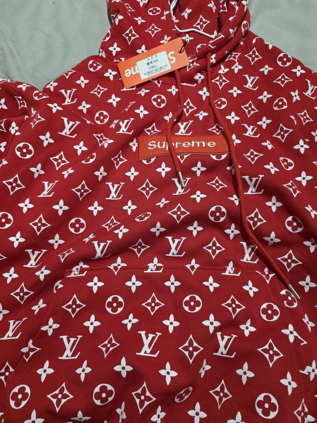 Supreme Red Monogram Hoodie - photo 3