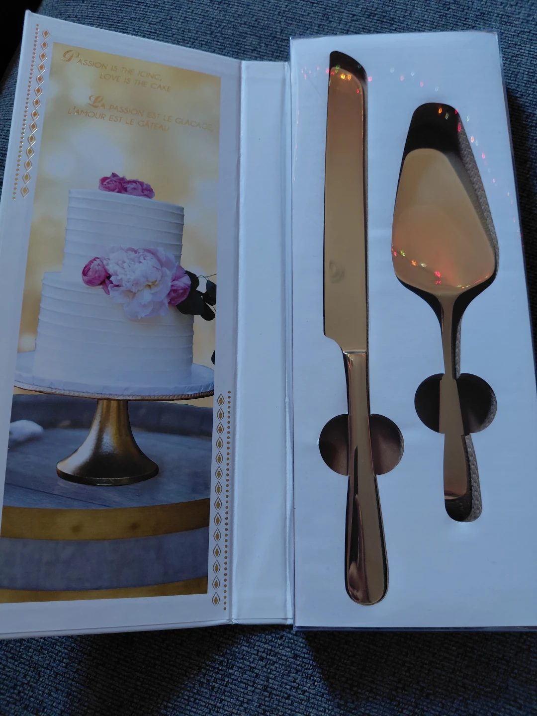 Gold Finish Cake Server and Knife Set - photo 2