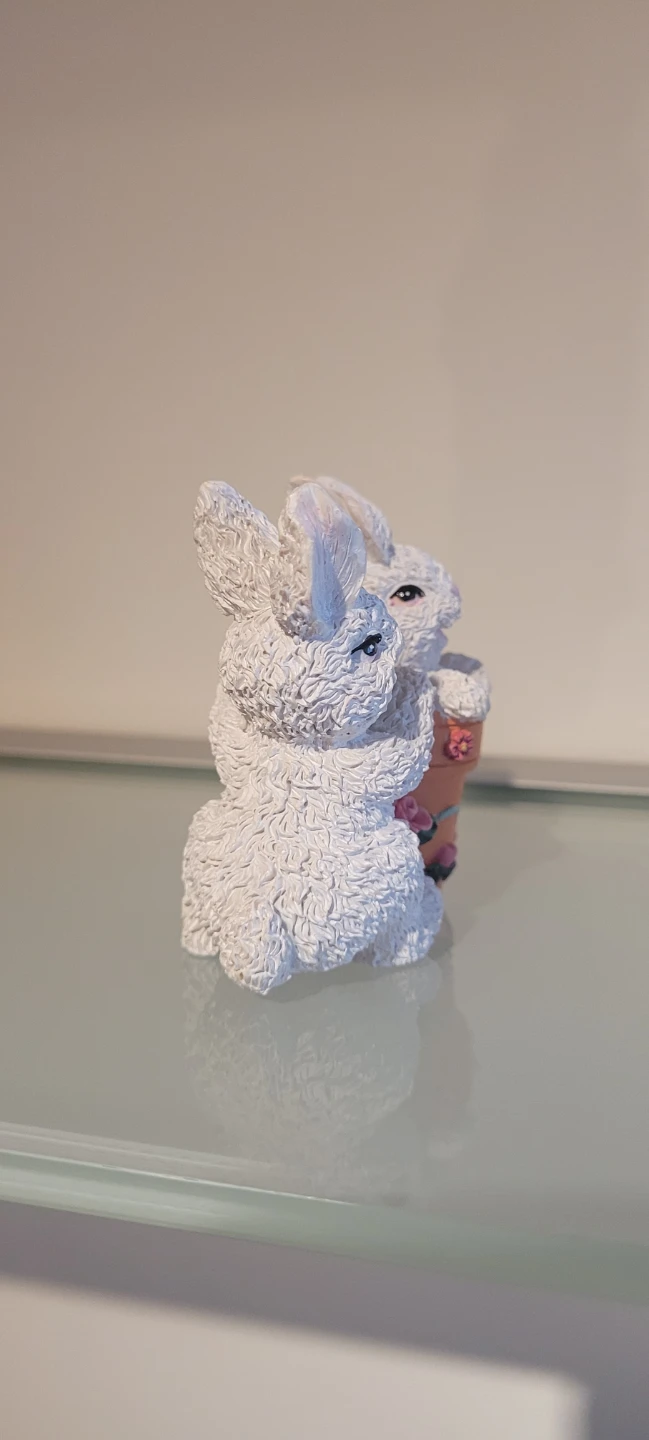 New Bunny Figurine Pot with Flowers - photo 5
