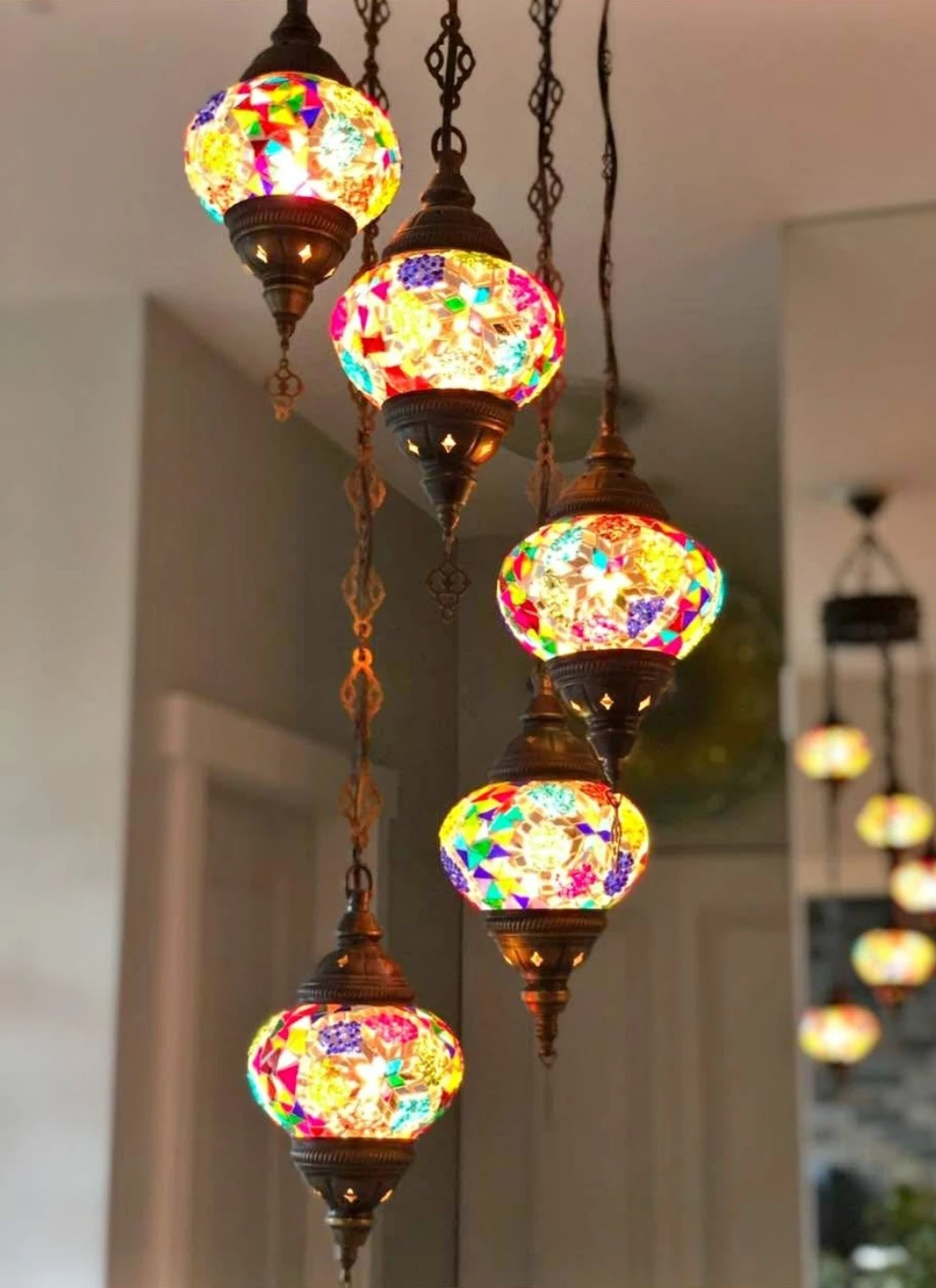 5-Light Turkish Mosaic Chandelier - photo 2