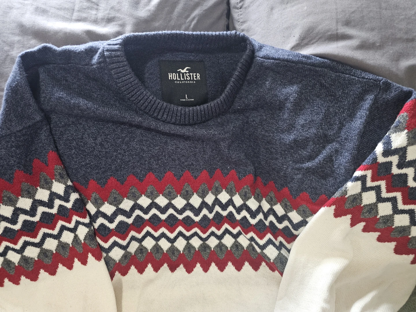 Hollister Men's Fair Isle Crew Neck Sweater Size L - photo 3