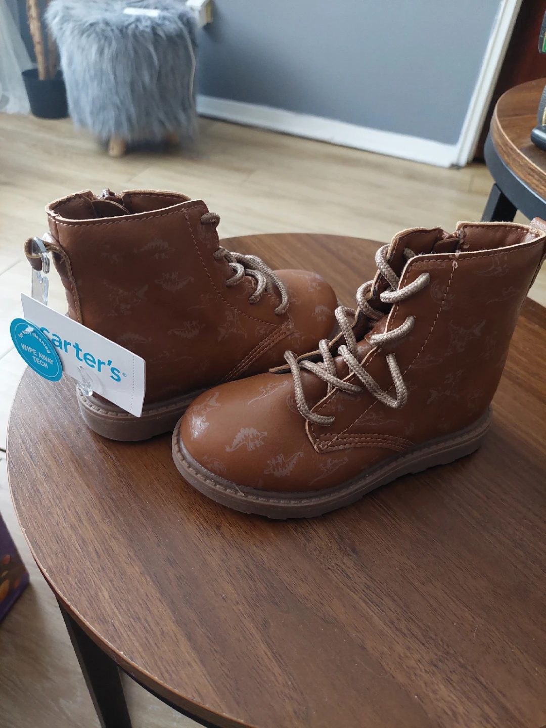 Carter's Brown Dinosaur Lace-Up Boots