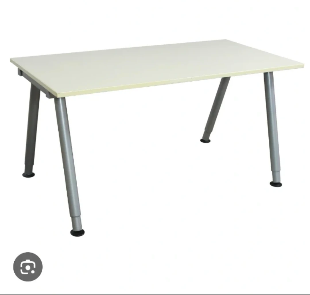 IKEA white tabletop with silver adjustable legs