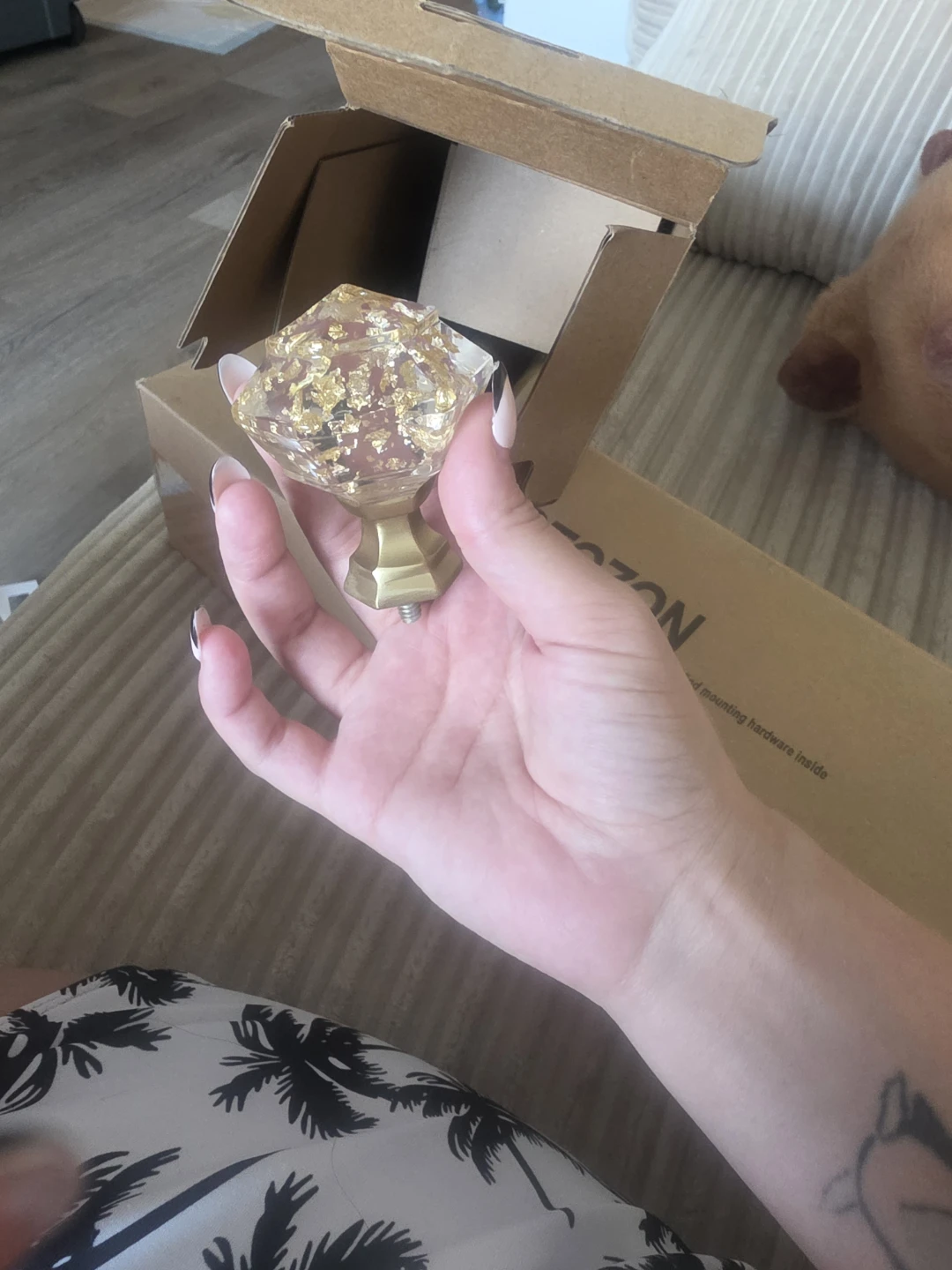 TONIAL Decorative Curtain Rod Finial with Gold Flakes - photo 2
