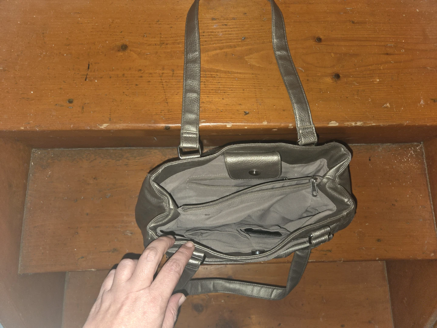 Women's Faux Leather Tote Handbag - photo 2