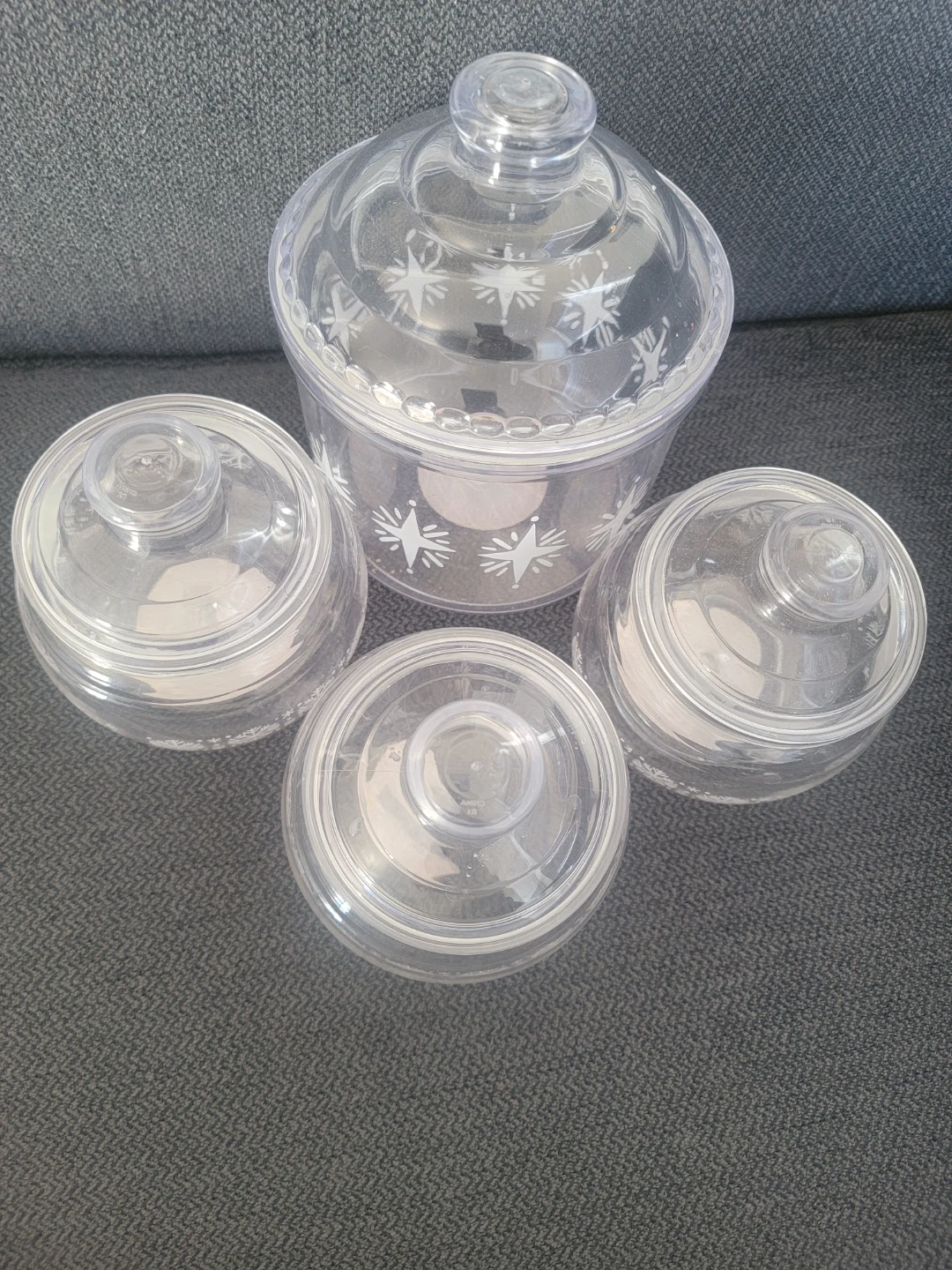 Clear Plastic Storage Canisters with Snowflake Design - Set of 4 - photo 2