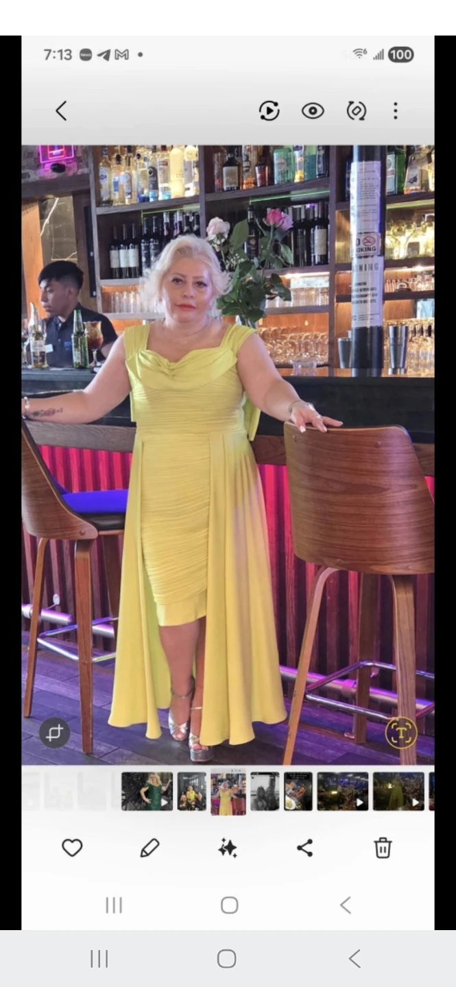 Yellow Ruched Dress with Draped Overlay