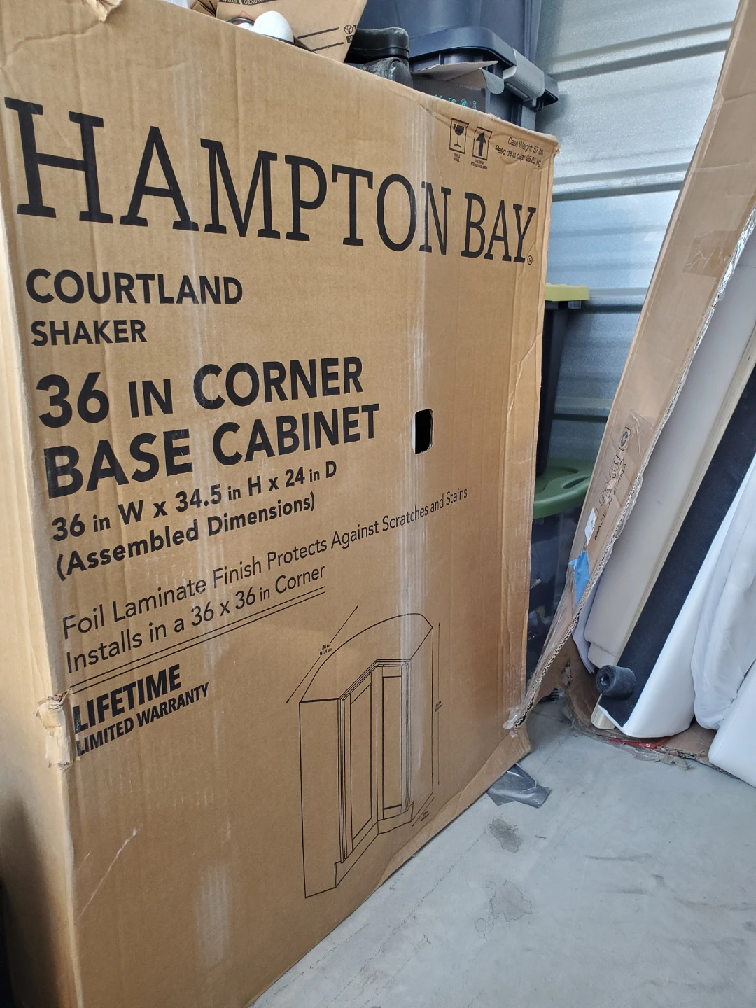 Hampton Bay Courtland Shaker 36 Inch Corner Base Cabinet