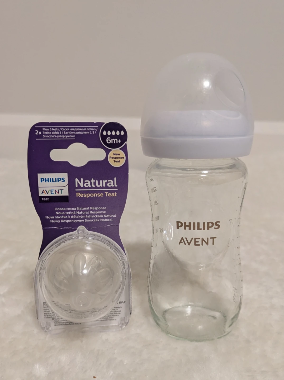 Philips Avent nipples NEW + baby glass bottle
