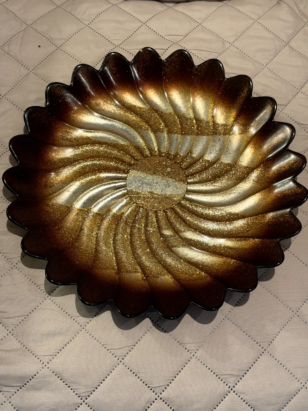 Decorative Swirl Bowl - Gold & Brown Sparkle