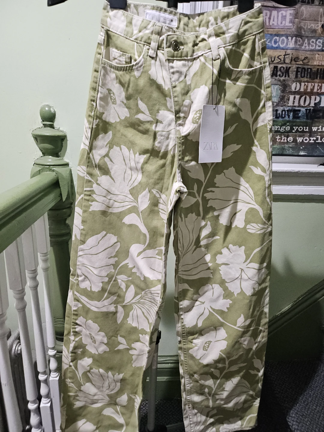 ZARA Floral Wide Leg Pants