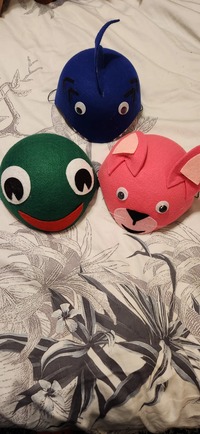 Felt Animal Hats - Frog, Shark, and Cat
