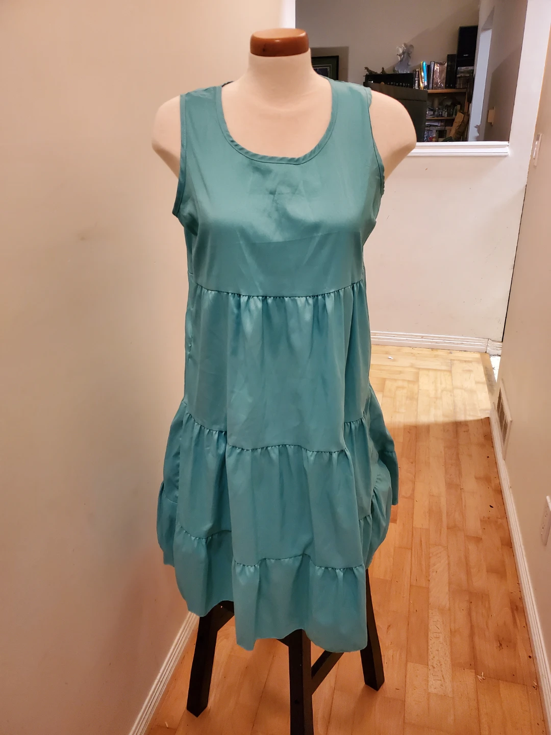 Teal Tiered Sleeveless Dress - photo 4