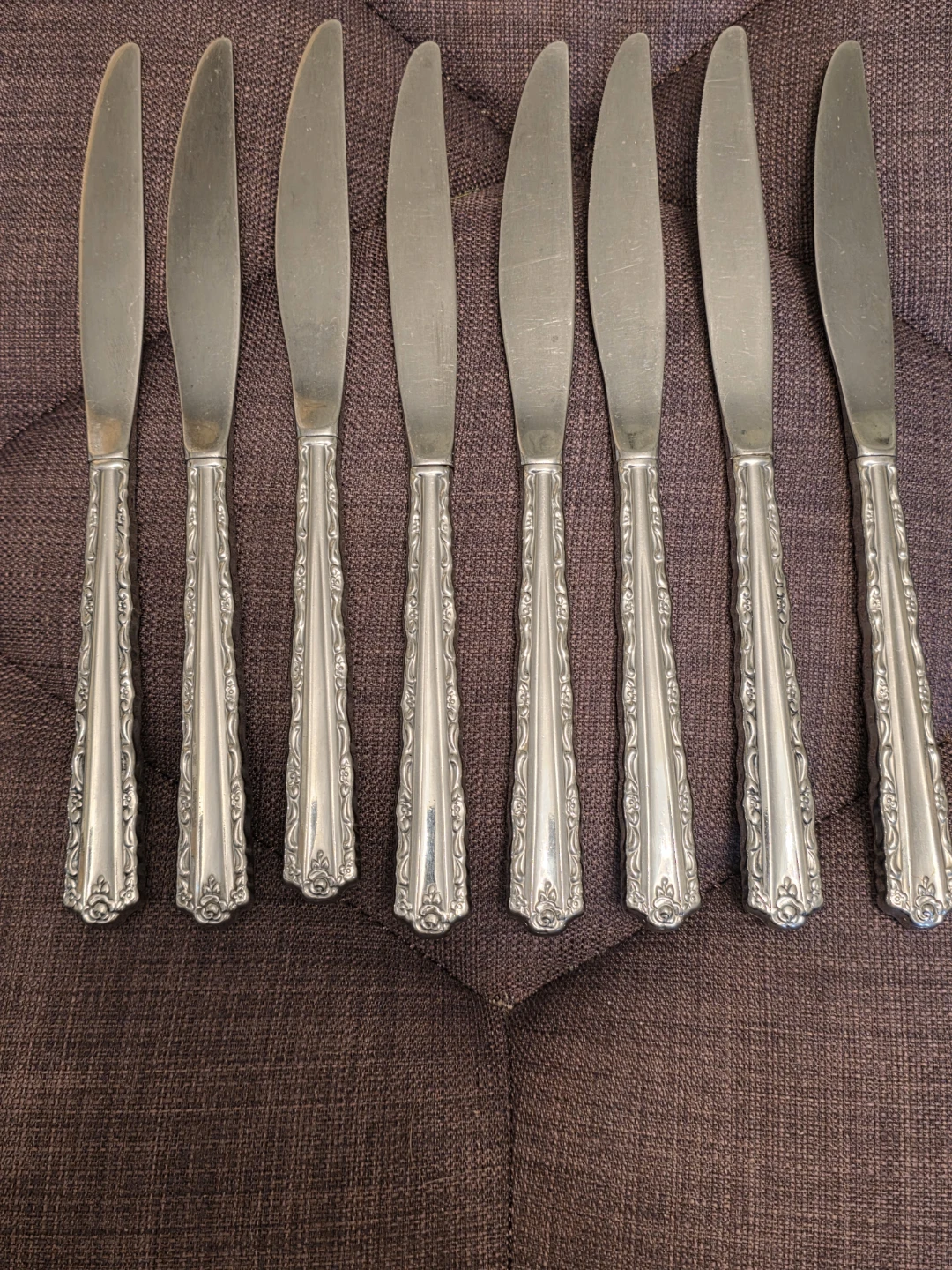 Set of 8 Silver Plated Floral Butter Knives - photo 2