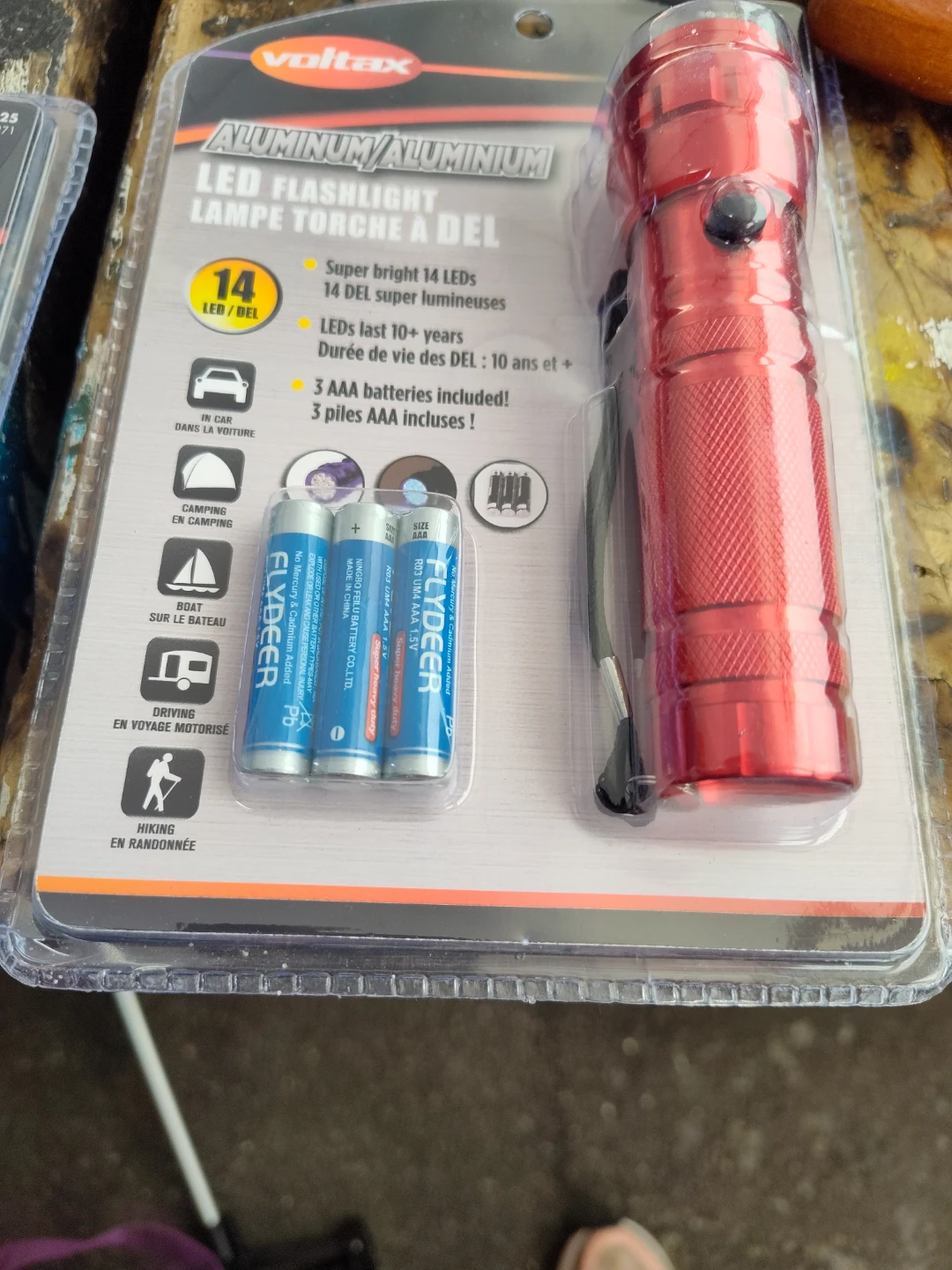 Voltax Aluminum LED Flashlight with 14 LEDs and Batteries