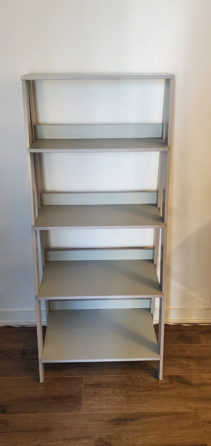Solid wood grey shelving unit