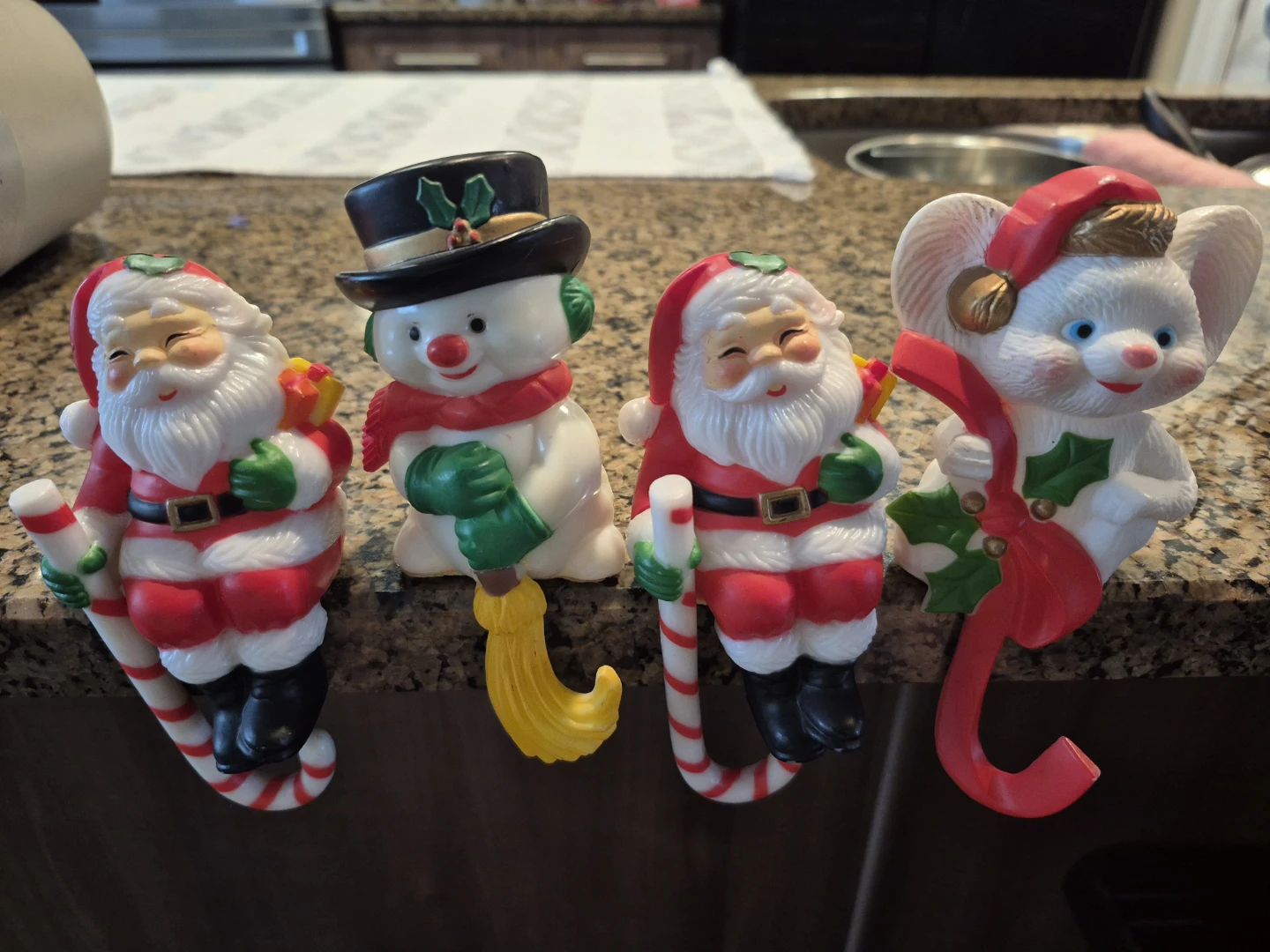 Christmas Figurines - Santa, Snowman, Mouse
