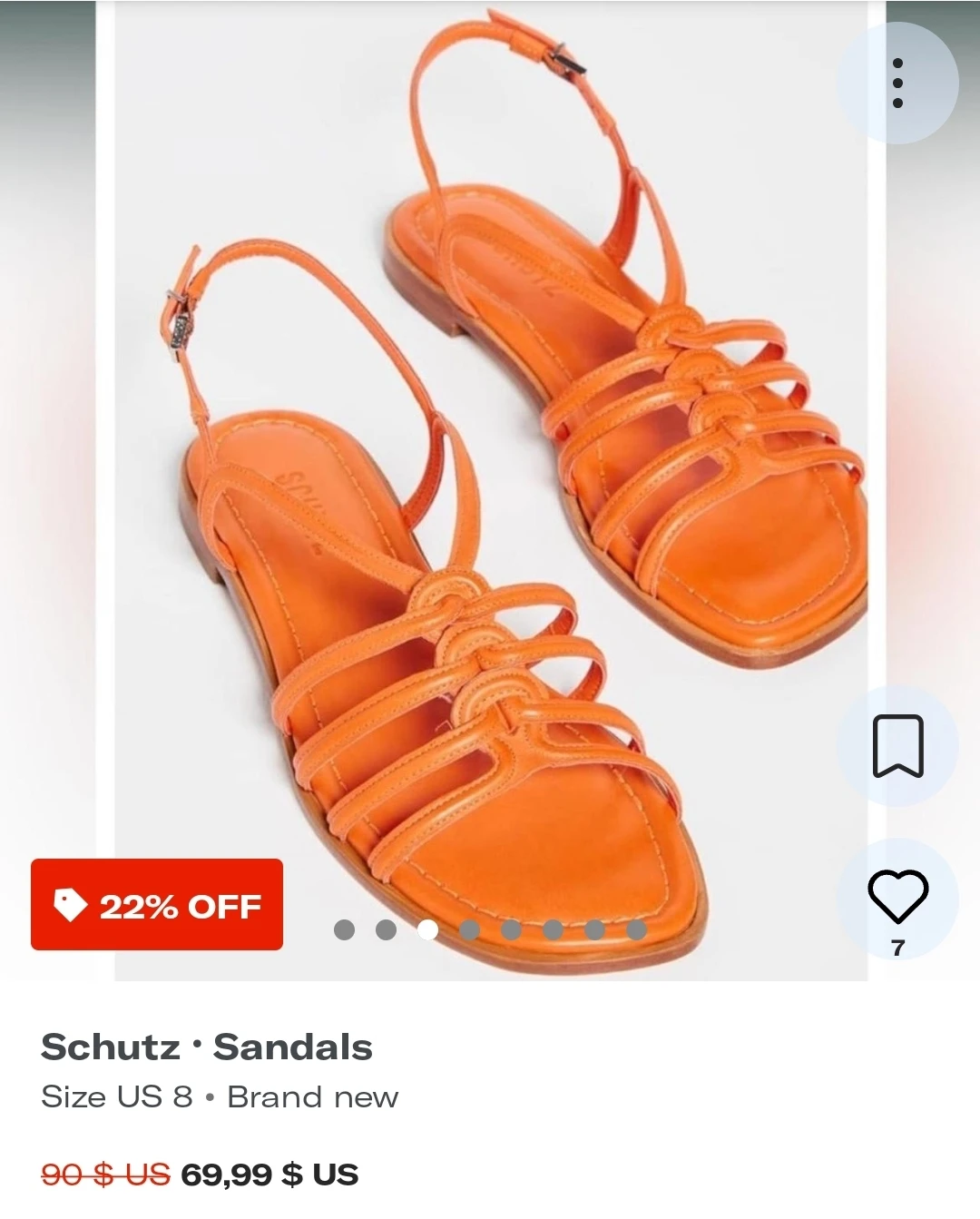 Schutz Orange Strappy Flat Sandals - photo 5