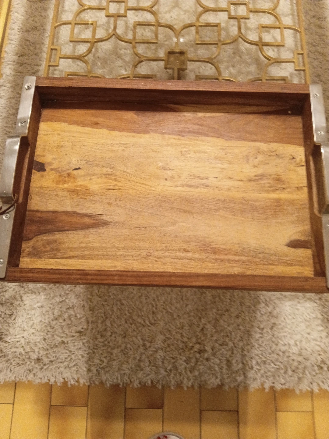 Wooden Serving Tray with Metal Handles - photo 3