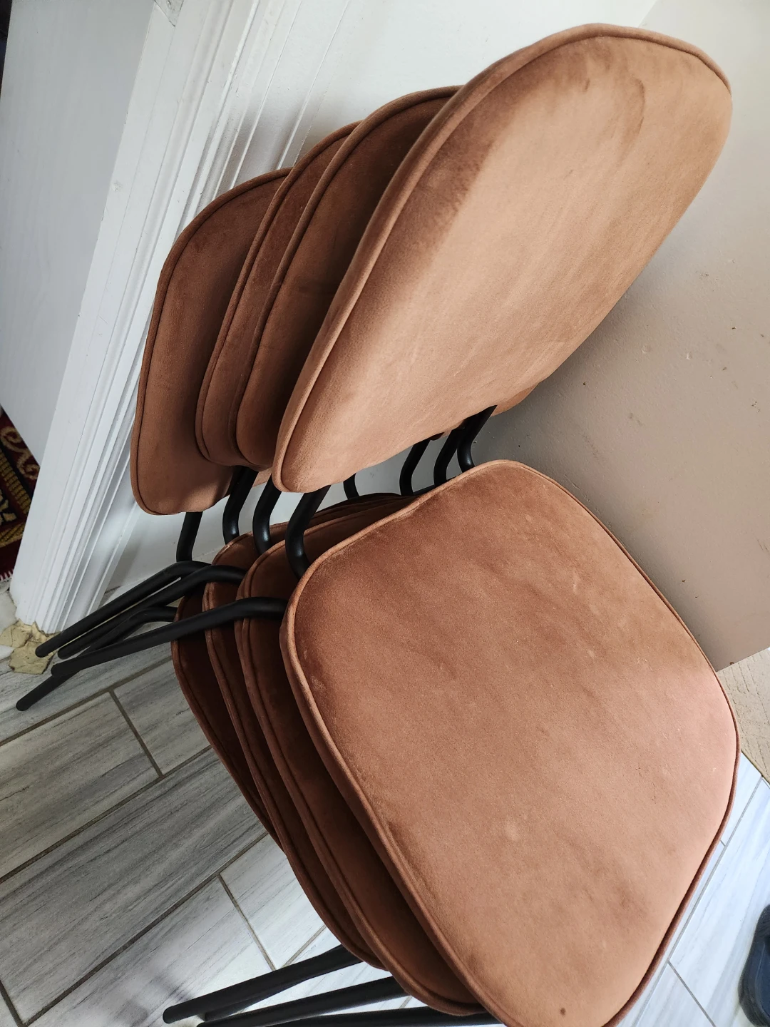 Set of 4 Brown Upholstered Dining Chairs only