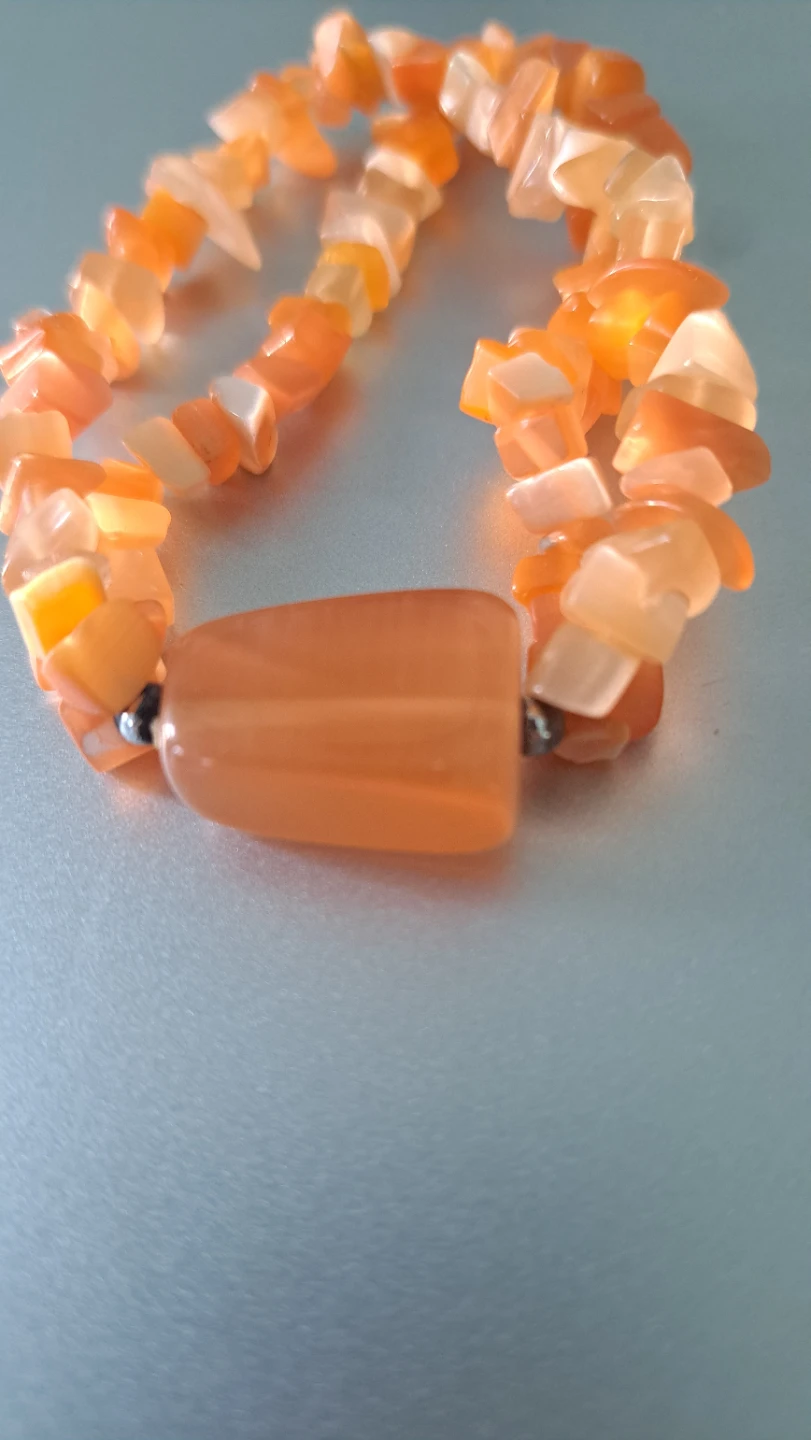 Orange Chip Stone Stretch Bracelet - photo 2