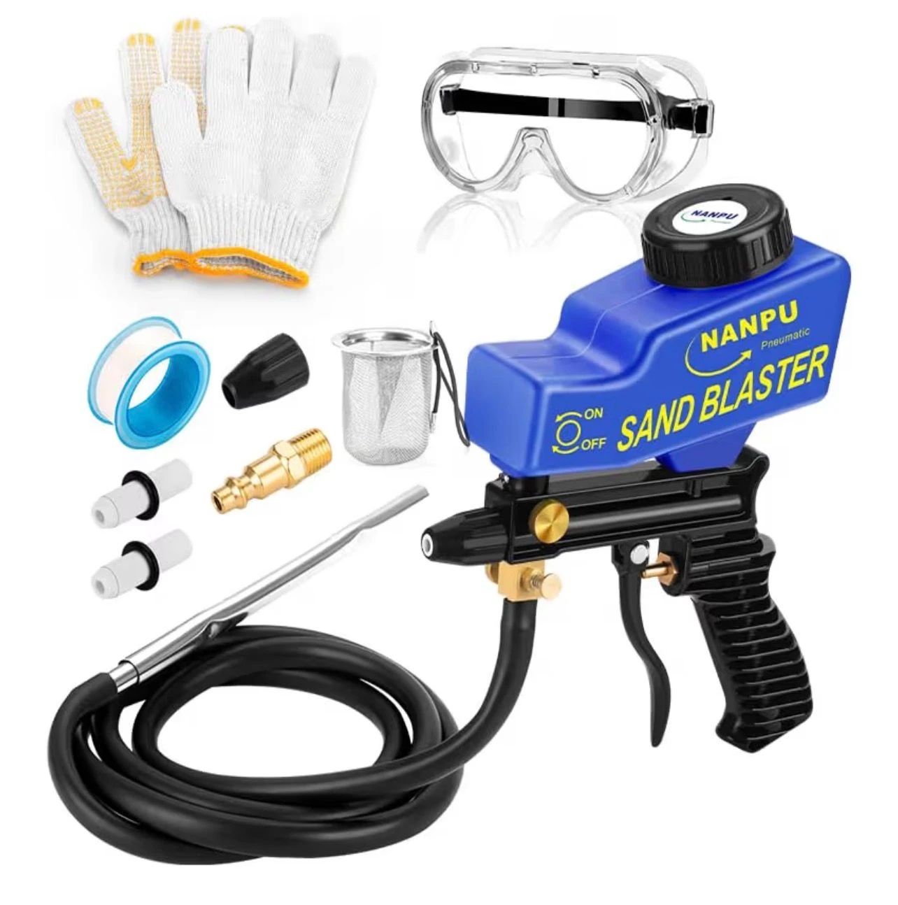 NANPU Pneumatic Sand Blaster Gun Kit with Accessories