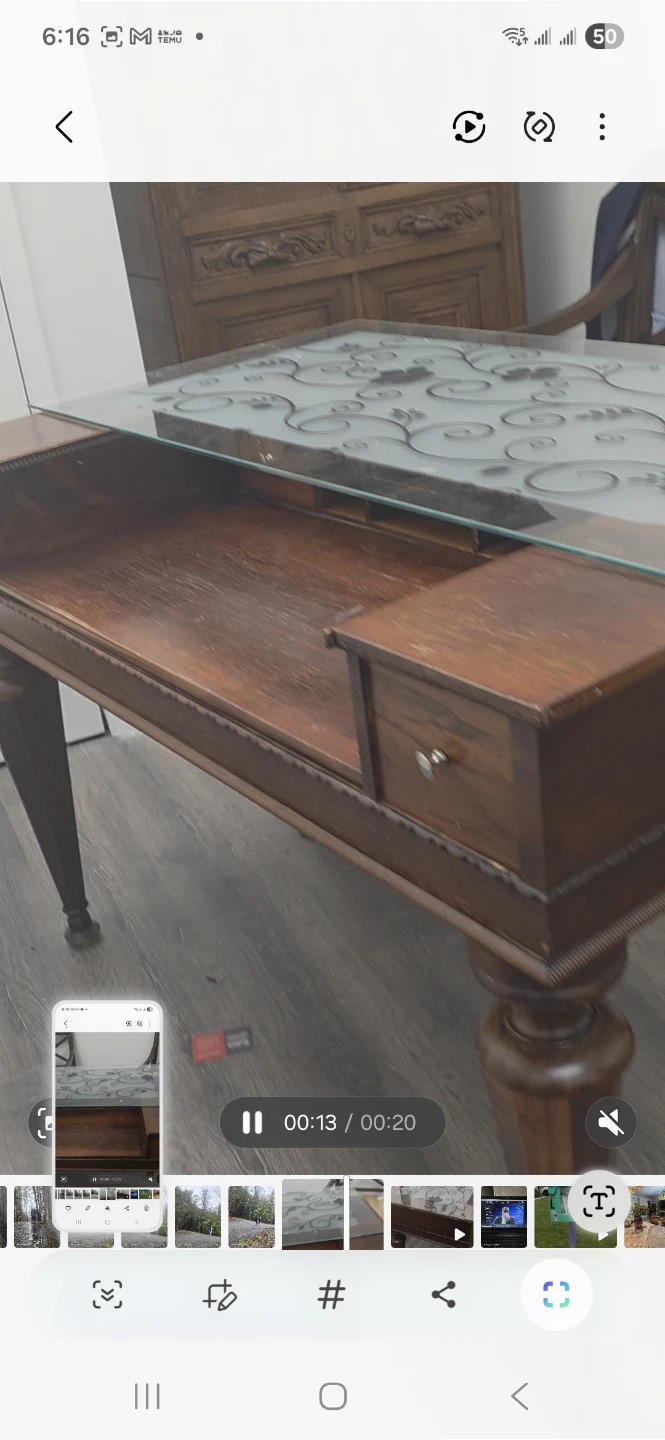 Wooden Writing Desk with Glass Top - photo 2