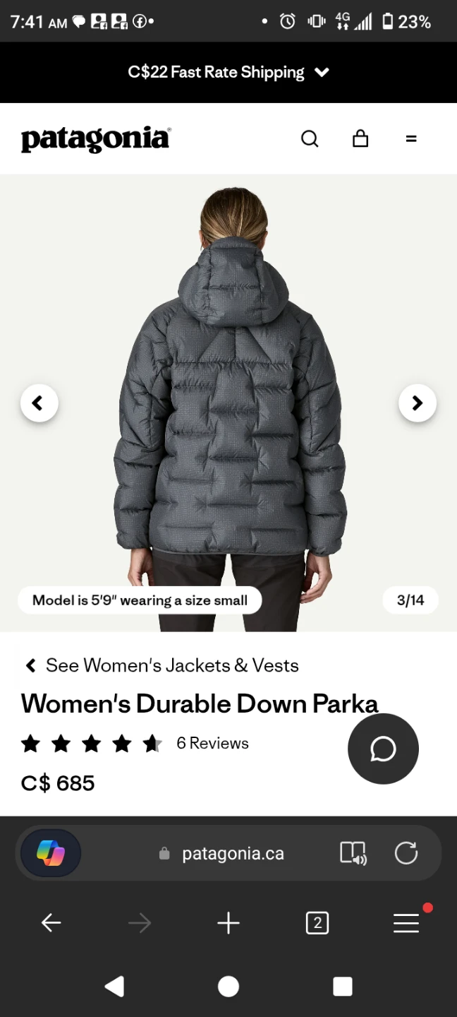 NWT Patagonia Women's Durable Down Parka - Small and medium