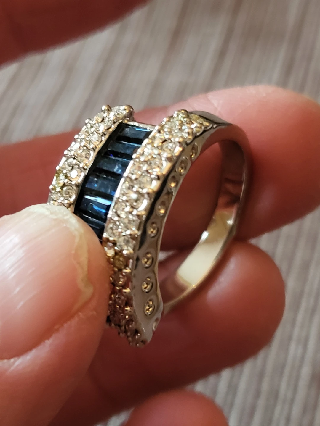 Sparkly Cocktail Ring with Blue Baguette Stones - photo 4