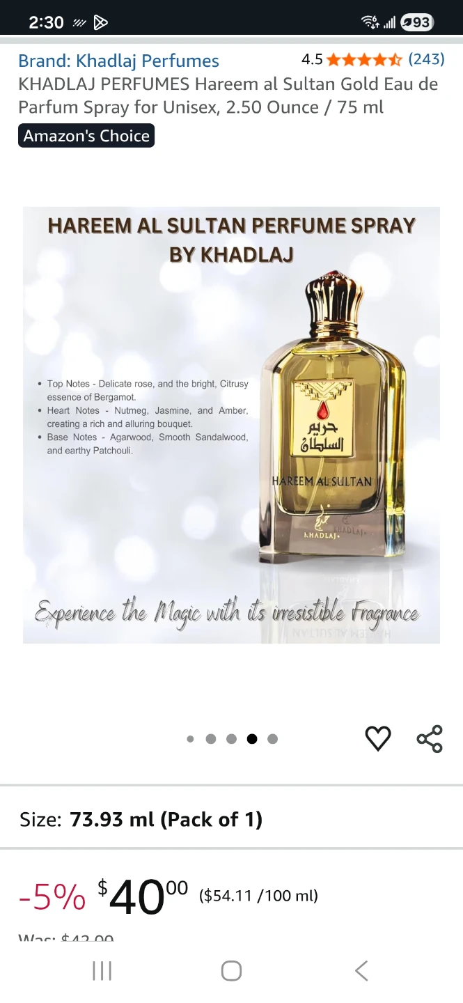 New- Khadlaj Perfumes  Hareem Al Sultan Gold Parfum - photo 4