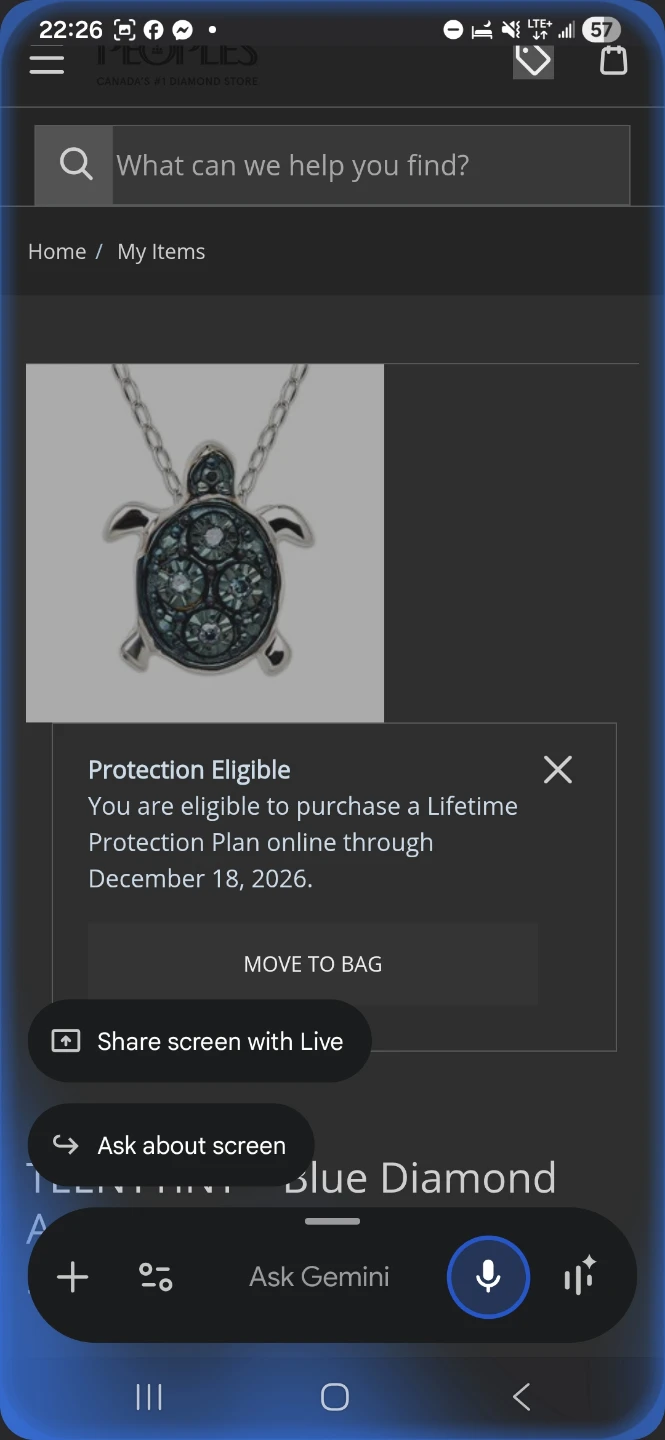 Turtle Pendant Necklace with Blue Diamonds